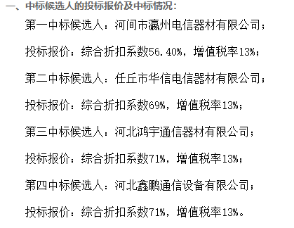 福建移动宽带及WLAN施工项目开标