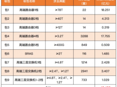 中国移动高端路由器集采（标包4）：中兴第一、华为第二、新华三第三