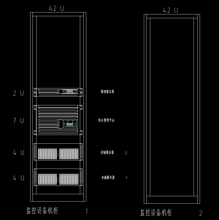 监控机柜cad布置图
