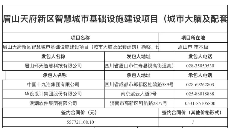 浪潮软件/十九冶/华设中标